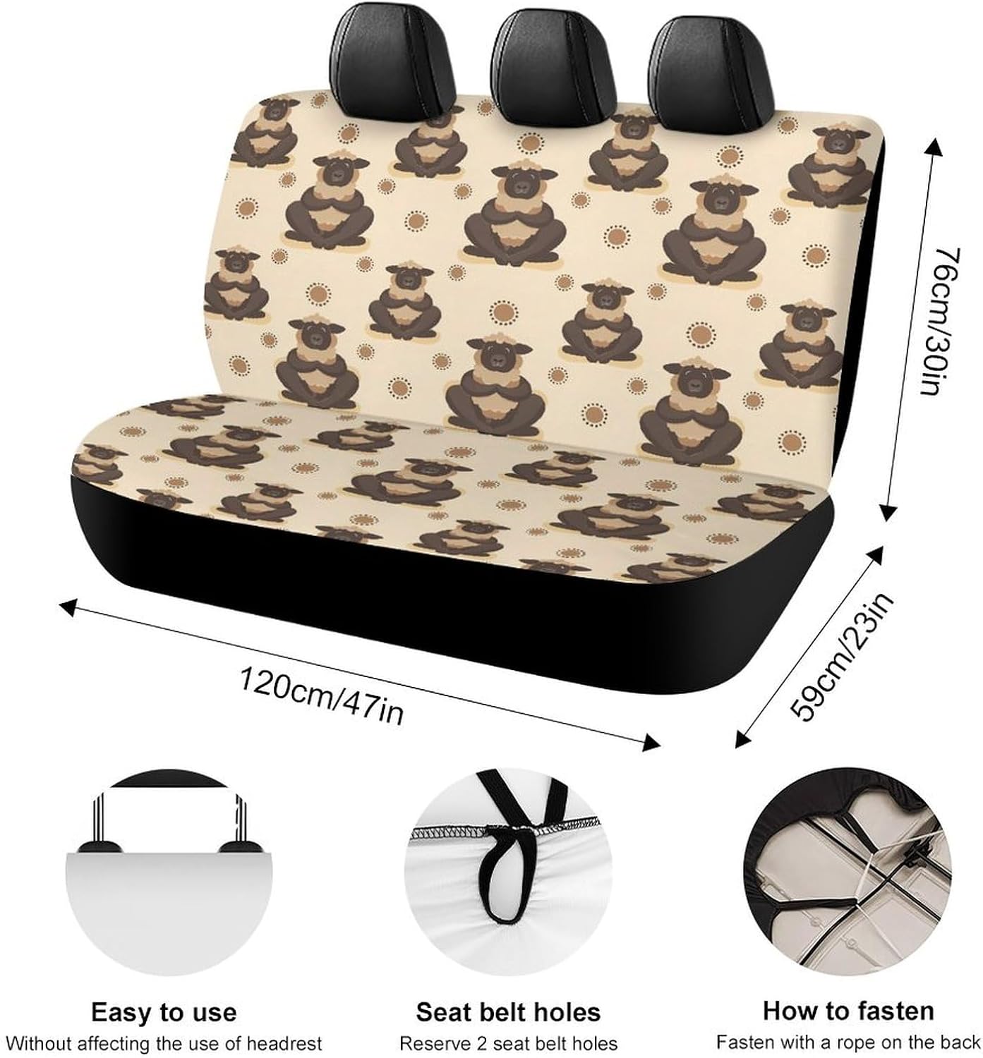 Sheep Yoga Car Seat Cover Print Rear Bench Seat Cover Car Seat Protector Car Interior Accessories for Women Men