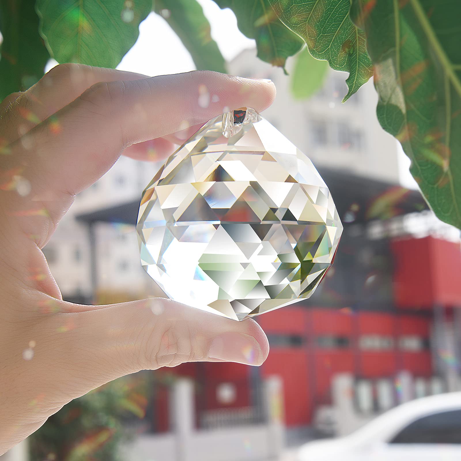 MerryNine Prisma de bola de cristal transparente, atrapador de brillo del sol, colgante de cristales para ventanas, para Feng Shui, para regalo (80 mm, 1 paquete)