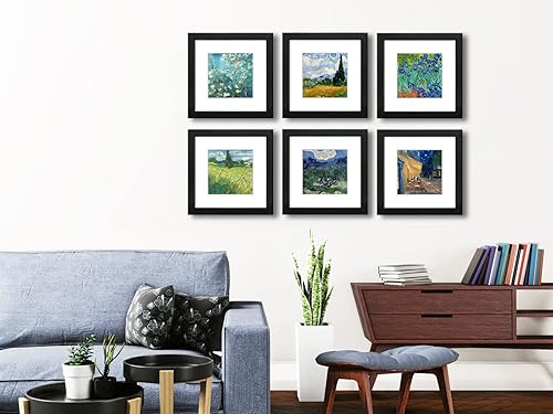 Miniatura 2 de DEKWINN Juego de 6 portarretratos de 8 x 8 pulgadas con cristal real para fotos de 5 x 5 con paspartú o de 8 x 8 pulgadas sin paspartú, galería de