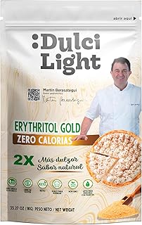 DULCI LIGHT Erythritol Gold Süßstoff, 1 kg = 2 kg Zucker, Süßungsmittel ohne Kalorien für Getränke und Lebensmittel, natürlicher Zuckerersatz