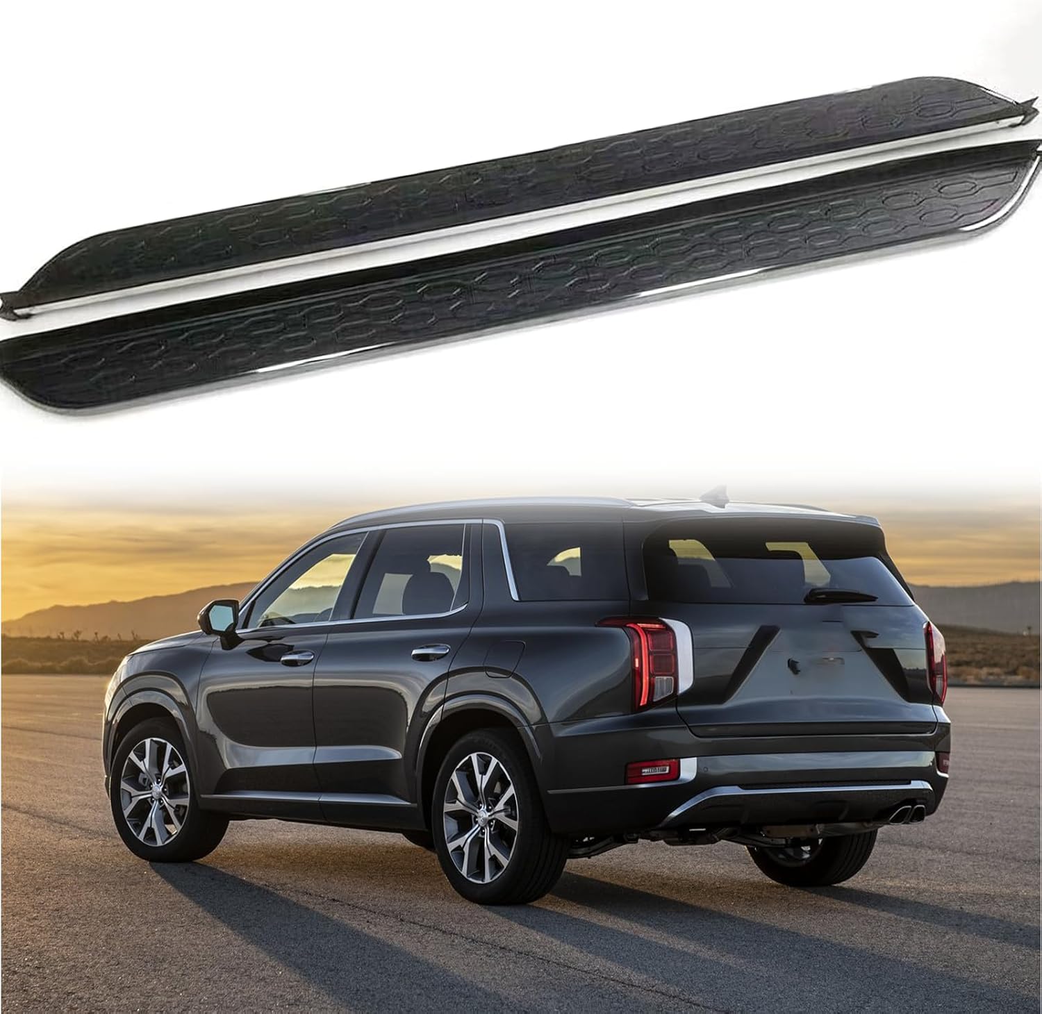 2 PCS Running Boards Fits for H Palisade 2019 2020 2021 2022 2023 Black Nerf Bar Side Steps