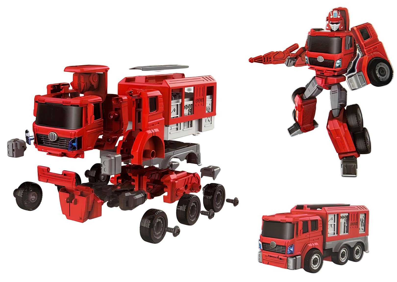 Maxi Robot Transformable in Truck with Lights Real Sounds Mecha Trucks DIY Robot to Build cm30 Fire Truck Construction Site Urban Car Robots Deformation Mega Large MechaBot - Image 2