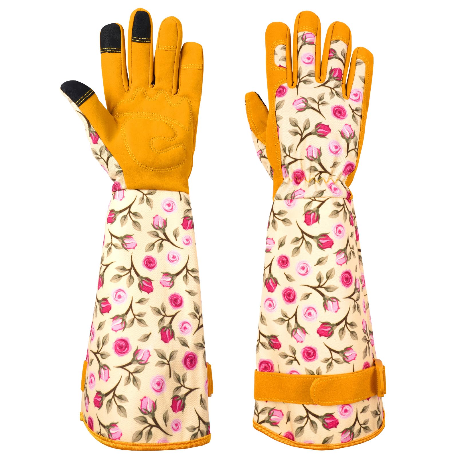 Ainiv Long Yellow Thorn-Proof Protective Lightweight Gloves for Yard and Outdoor Work (Large)