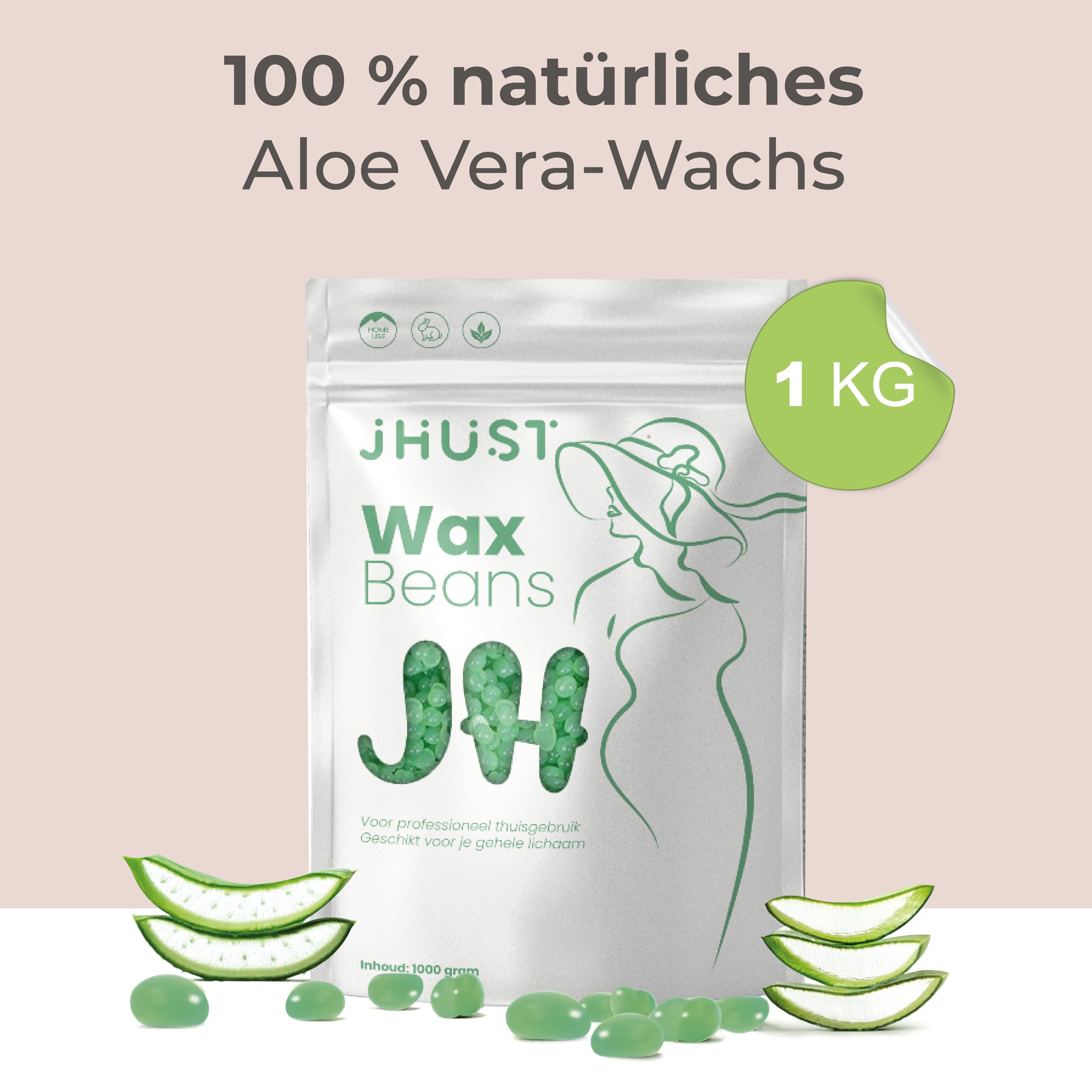 Heißwachs Perlen 1 kg – streifenfreies Warmwachs für Körper, Gesicht & Intimbereich, Waxing Bohnen zur Haarentfernung für empfindliche Haut (Aloe Vera Set)