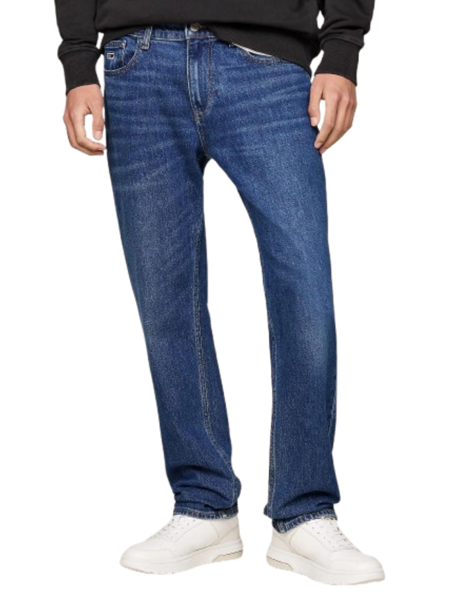 Tommy Jeans Men's Ryan Regular Straight Fit Jeans, Blue (Denim Dark), 28W/30L