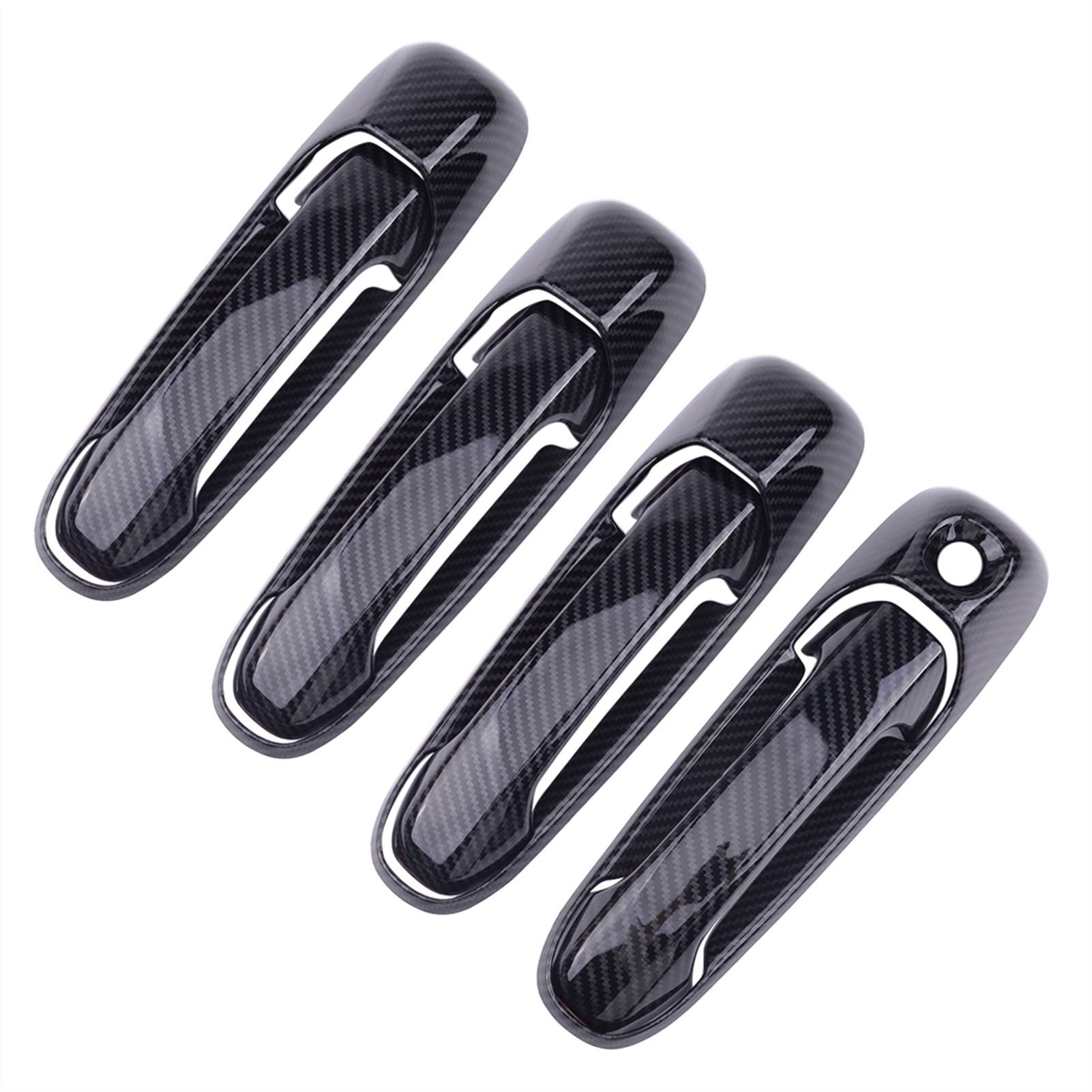 RINKTEEA Exterior Car Door Handle for Jeep Grand Cherokee 1999-2004 4set/8pcs Carbon Fiber Texture Car Door Handle Cover Fit