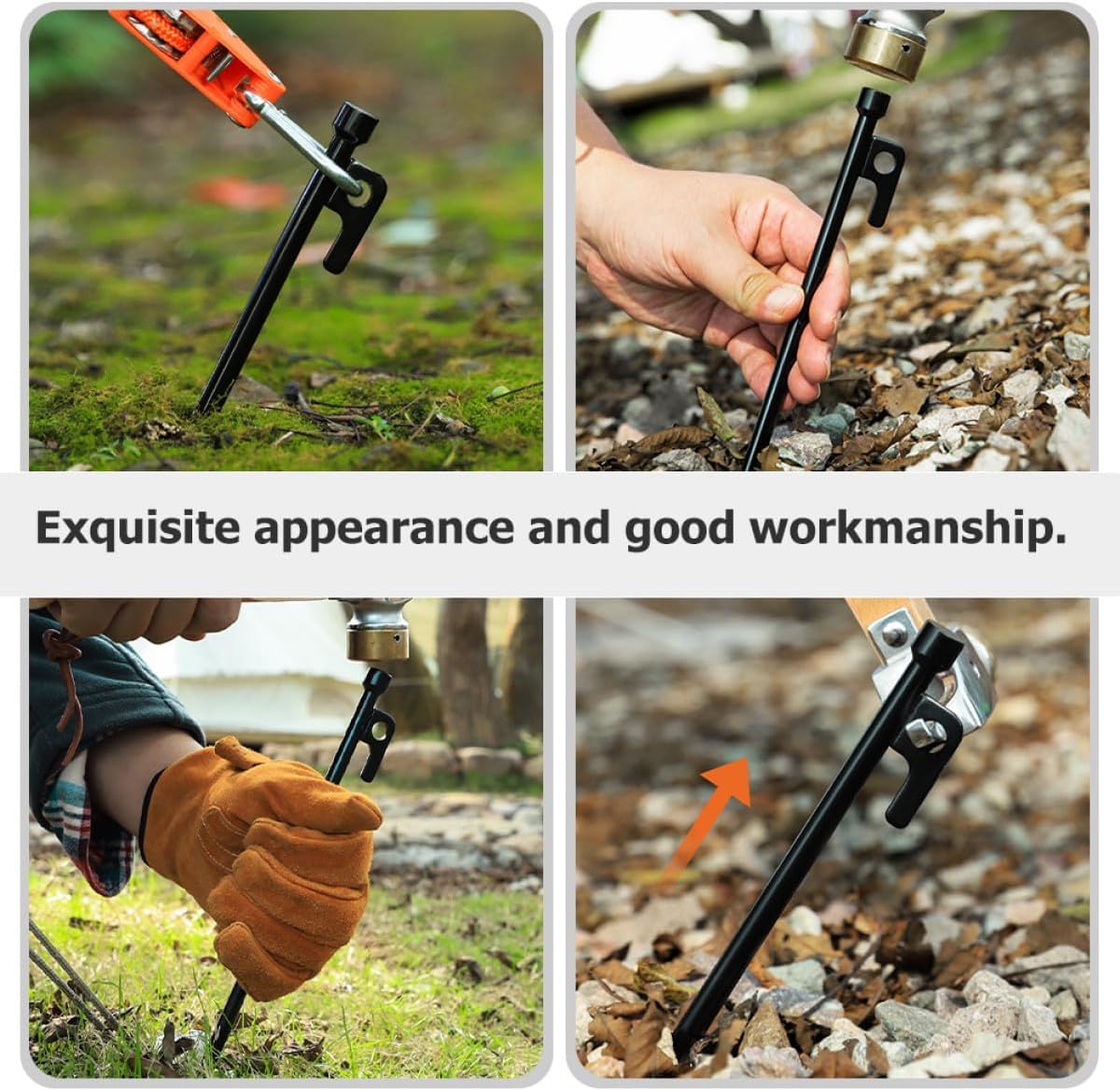 Garneck Heavy Duty Metal Tent Stakes 30cm, 2pcs Thickened Ground Pegs for Camping Canopy and Outdoor Tent Windproof Anchors