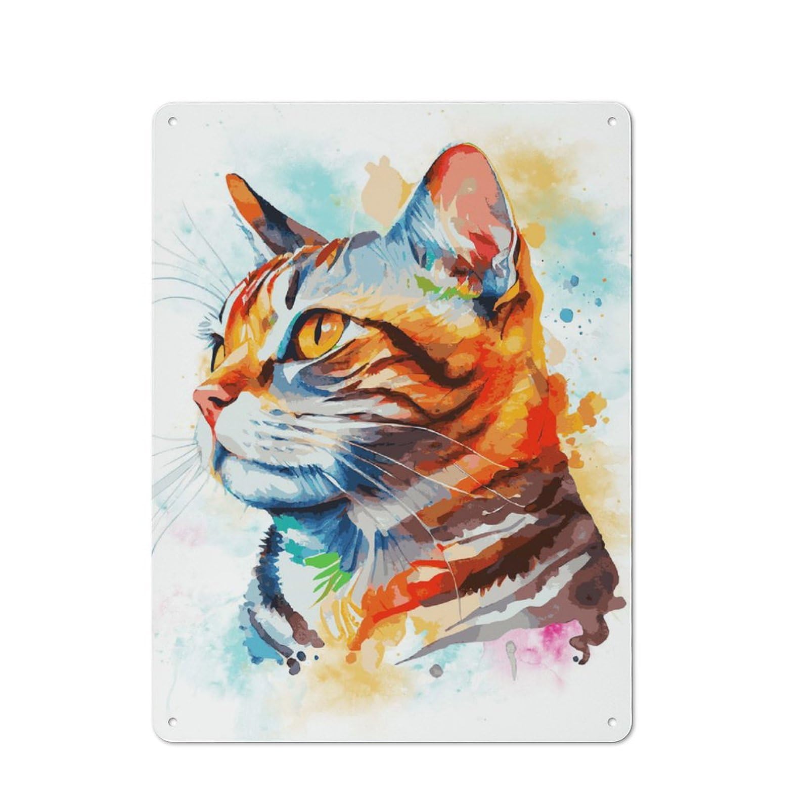Junmoney Style-4 American Shorthair Cat Art Rustic Tin Wall Plaque 40X30cm For Kitchen Or Home Bar, A Winter Wall Decor Update For Kitchen Decor Lovers