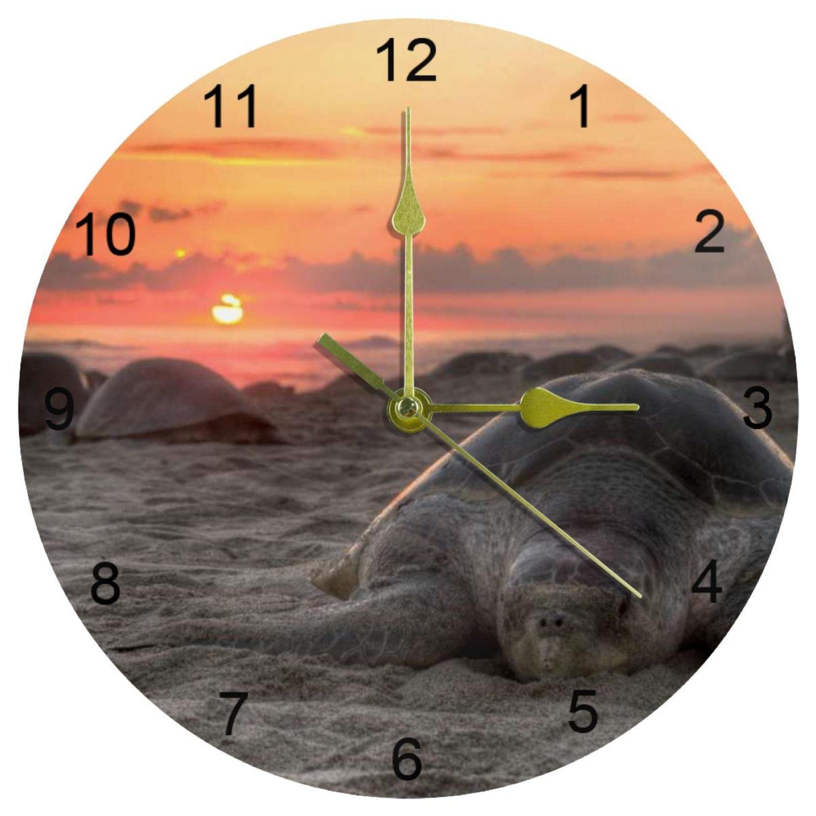 Horloge murale silencieuse tortue 25,4 cm à chiffres arabes lisibles