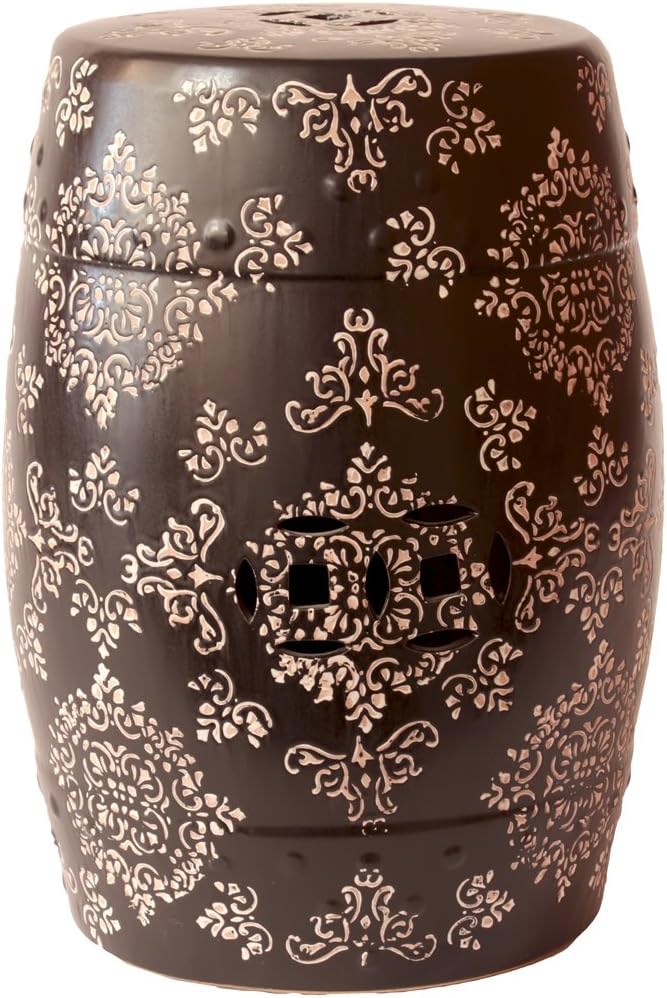 Urban Trends 70609 Decorative Ceramic Garden Stool Black & White