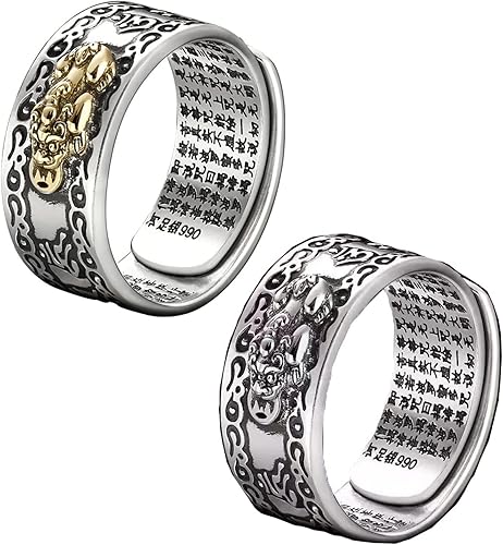 LIU JUN Feng Shui Pixiu Mantra Ring anillo Feng Shui Pixiu Mantra Ring Original Feng Shui Ring para hombres y mujeres riqueza y protección amuleto