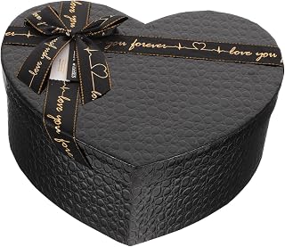 EXCEART Heart Shaped Love Box for Valentine's Day Black Paper Wrapping Box for Flowers Chocolates Jewelry, 9.05 X 6.88 X 3.54 Inches