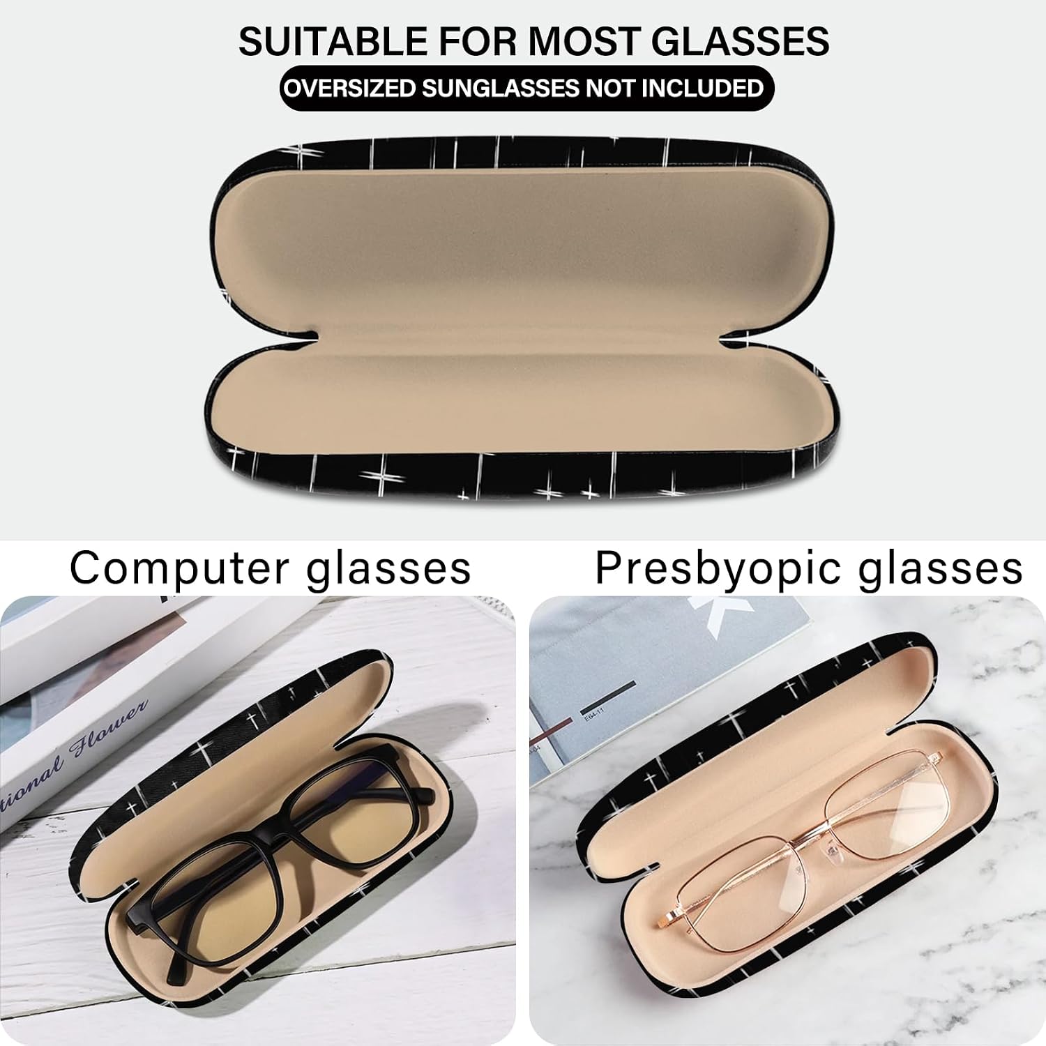 Eyeglass Case Hard Shell Sunglasses Protective Eyeglasses Holder Box with Cleaning Cloth for Women Girls Men Cute