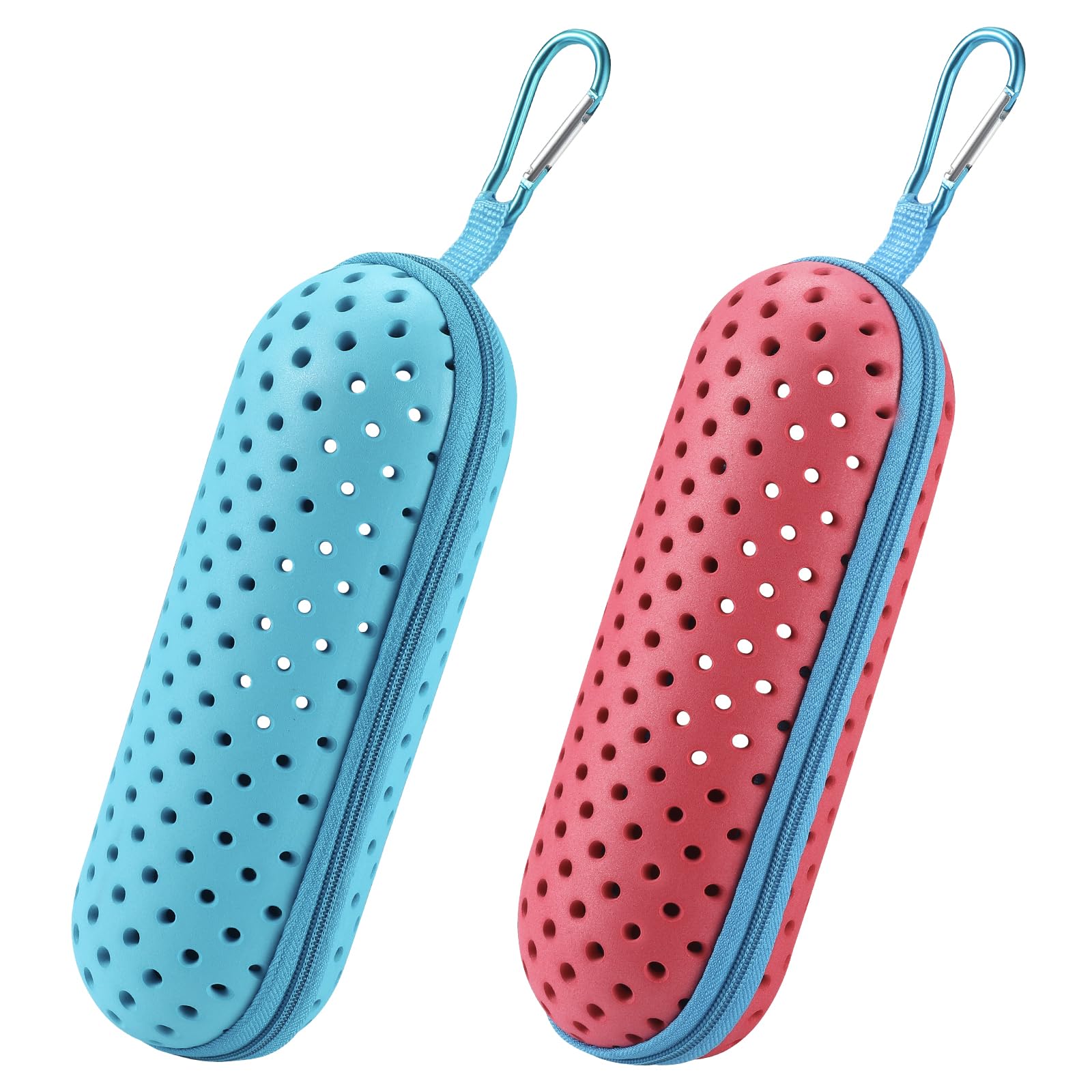 VZZNN 2PC Swim Goggle Case For Swimming Goggles,Silicone Protective Cases with Drain Hole for Goggles,Multiple Colors Swim Goggles Box Blue+Rose Red