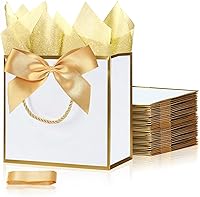 Vista 19 de SHIPKEY Paquete de 10 bolsas de regalo verde aguamarina con papel de seda bolsa de regalo de dama de honor de 8 x 4 x 11 pulgadas, bolsa de papel