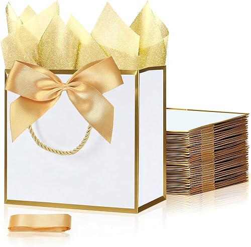 Miniatura 19 de SHIPKEY Paquete de 10 bolsas de regalo verde aguamarina con papel de seda bolsa de regalo de dama de honor de 8 x 4 x 11 pulgadas, bolsa de papel