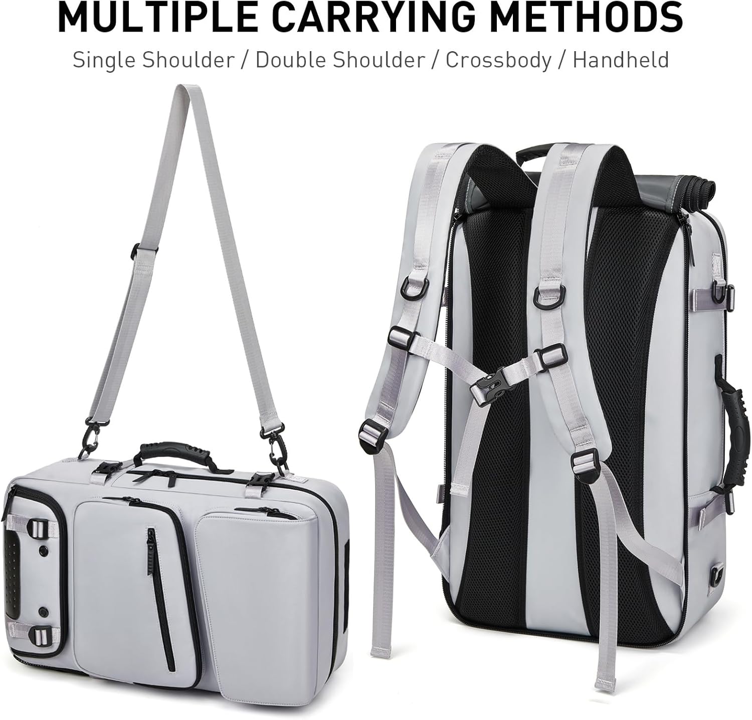 Backpack for Traveling On Airplane,Expandable Carry On Laptop Backpack for Men and Women,Outdoor Travel Bag,Grey - Image 6