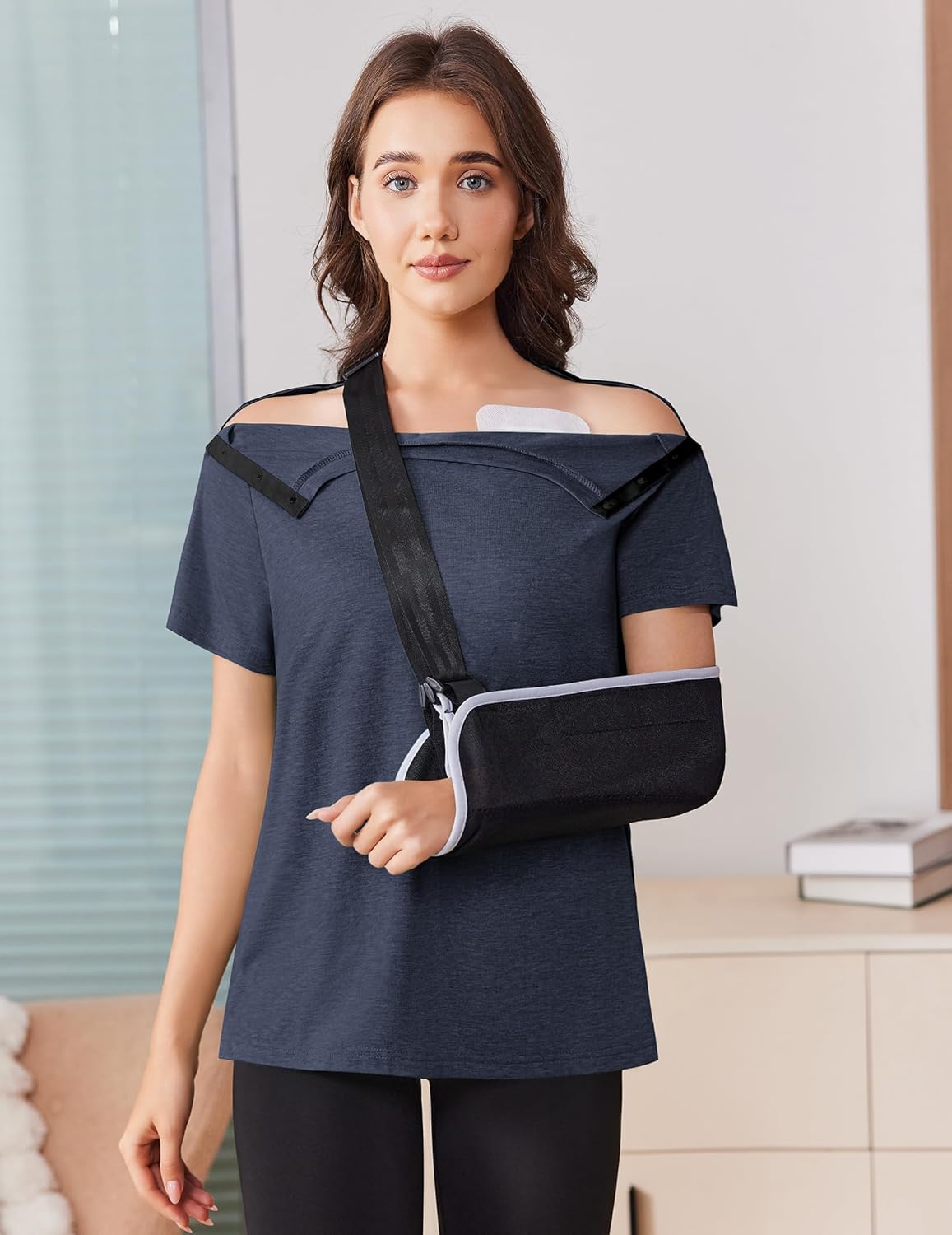 Deyeek Post Shoulder Surgery Shirts for Women Tear Away Side Snap Chemo Port Shirts Short Sleeve Adaptive Clothing - Image 2