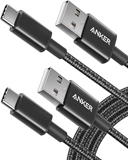 Anker USB A to USB C Cable 6ft 2-Pack Nylon Braided Fast Charging for Samsung Galaxy S24/S23, iPhone 16, LG V30 & More