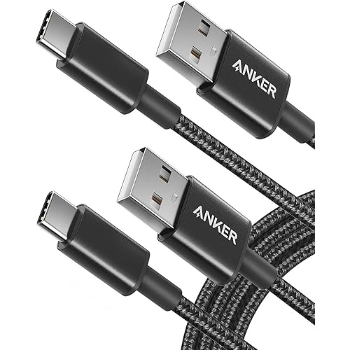 Anker Cable [2 Pack 6ft], USB A to USB C Cable for iPhone 17 Series,Samsung Galaxy S10 S10+, LG V30, Beats Fit Pro and More (Black).