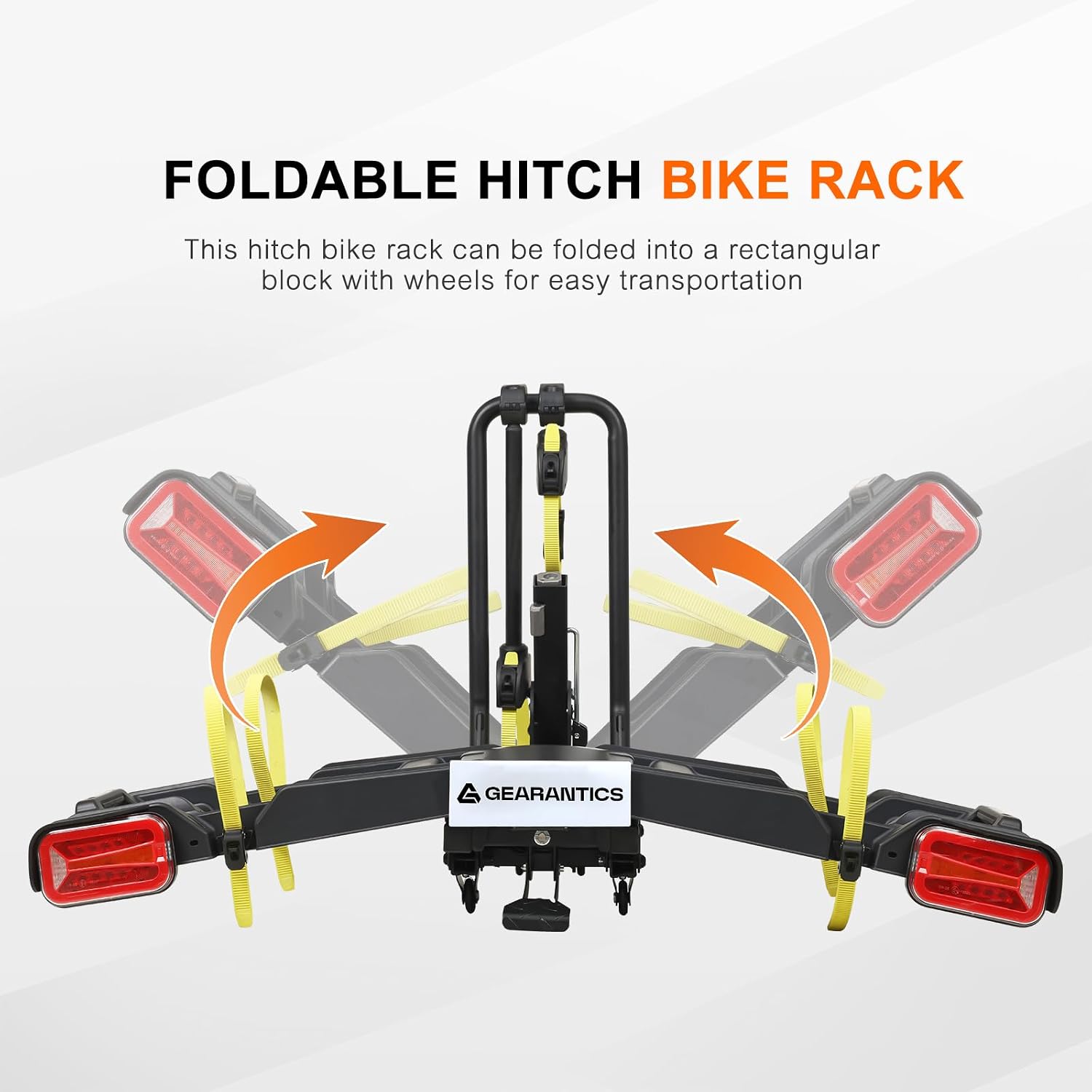 2 E-Bike Foldable Hitch Mount Bike Rack with Light for 2" Receiver SUV & Trucks, Up to 4'' Fat Tire, Lockable Hitch Racks for E-Bike with Ramp and Wheels, 180 LBS Capacity