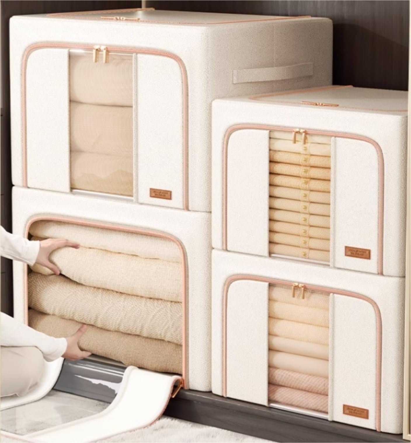 Torby Do Przechowywania Torba Do Przechowywania Kołdry Torby Ubrań Pod Łóżkiem Składane Z Przezroczystym Okienkiem Na Przeprowadzka(White,110L)