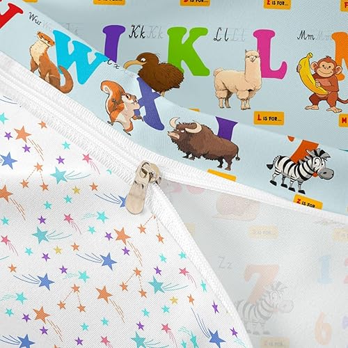 Miniatura 6 de Juego de ropa de cama educativa para niños, tamaño matrimonial, con números del alfabeto ABC, juego de funda de edredón para niños y niñas