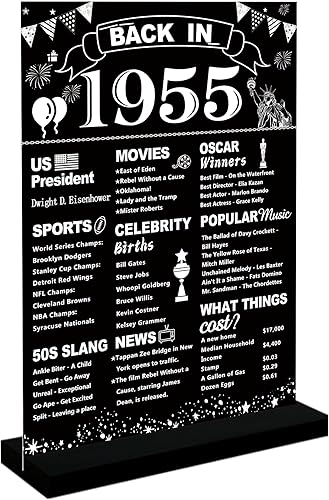 DARUNAXY Decoración de fiesta de cumpleaños número 70, póster de acrílico negro con soporte, suministros de fiesta de 70 años para hombres y