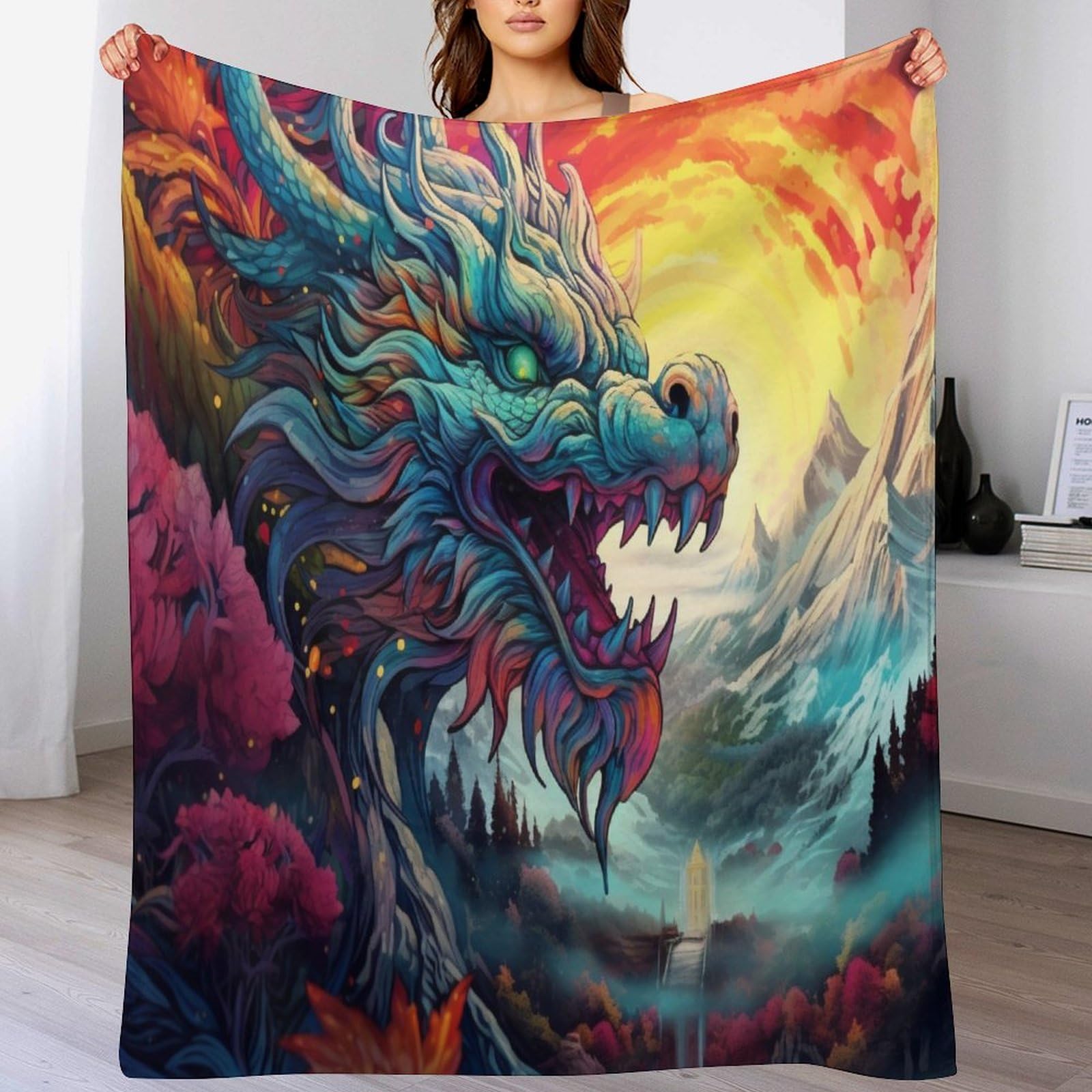 Couverture polaire dragon chaude pour vos soirées cocooning sur le canapé