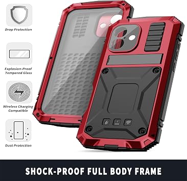 Case for iPhone 16 Pro Max/16 Pro/16 Plus/16, Outdoor Heavy Duty Tough Aluminium Metal Military Shockproof Full Body Case with Built-in Screen Protector