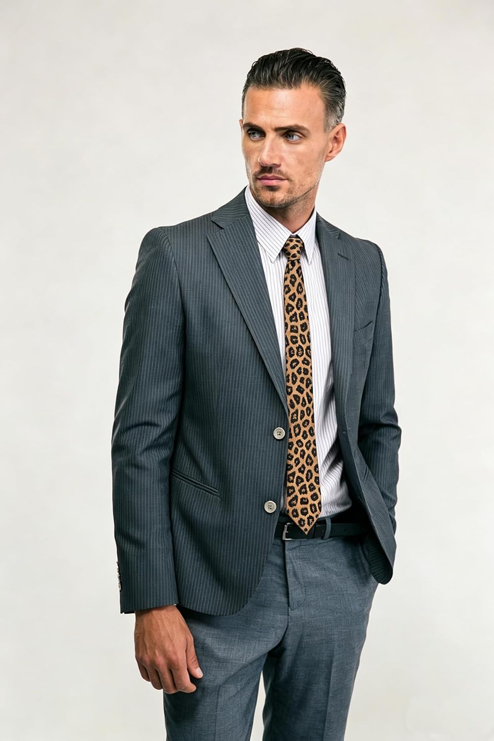 Leopard Print Ties for Men Skinny Mens Cheetah Necktie for Business Party