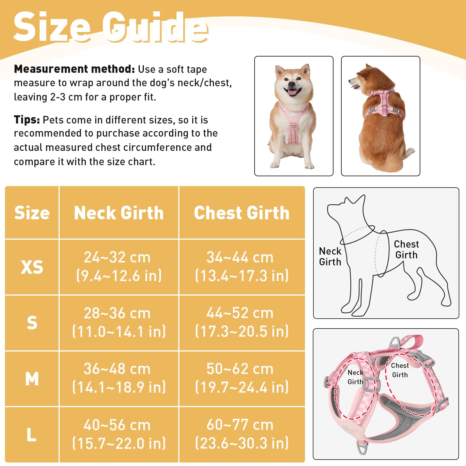Hundegeschirr, kein Ziehen, ausbruchsicher, verstellbar, reflektierend, atmungsaktiv, mit Griff, für kleine bis große Hunde, Spaziergänge und Training (Rosa, M)