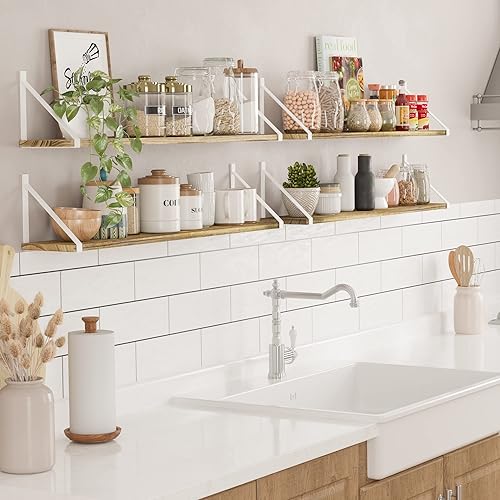 Miniatura 4 de Wallniture Bora - Estantes flotantes de 36 pulgadas de largo, estantes de pared rústicos para sala de estar, cocina, baño, oficina, estantería de