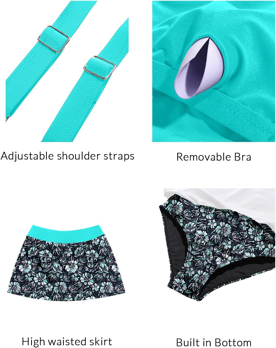 Daci Tankini Swimsuit for Women Tummy Control Bathing Suits with Skirt Two Piece Drawstring Tank Top with Swimdress - Image 6