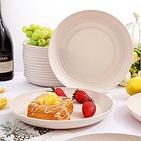 Vista 6 de LIYH - 20 platos de paja de trigo, platos llanos irrompibles de 9 pulgadas, platos de plástico aptos para lavavajillas, reutilizable, plato ligero