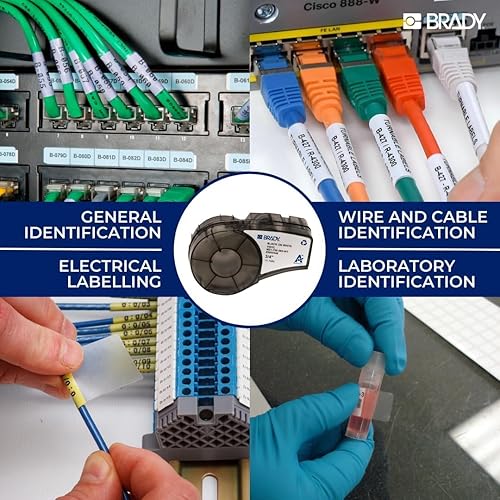 Miniatura 2 de Brady Auténticas etiquetas envolventes de vinilo autolaminables (M4-51-427) de 2.5 pulgadas de alto x 1 pulgada de ancho, negro sobre blanco, Negro