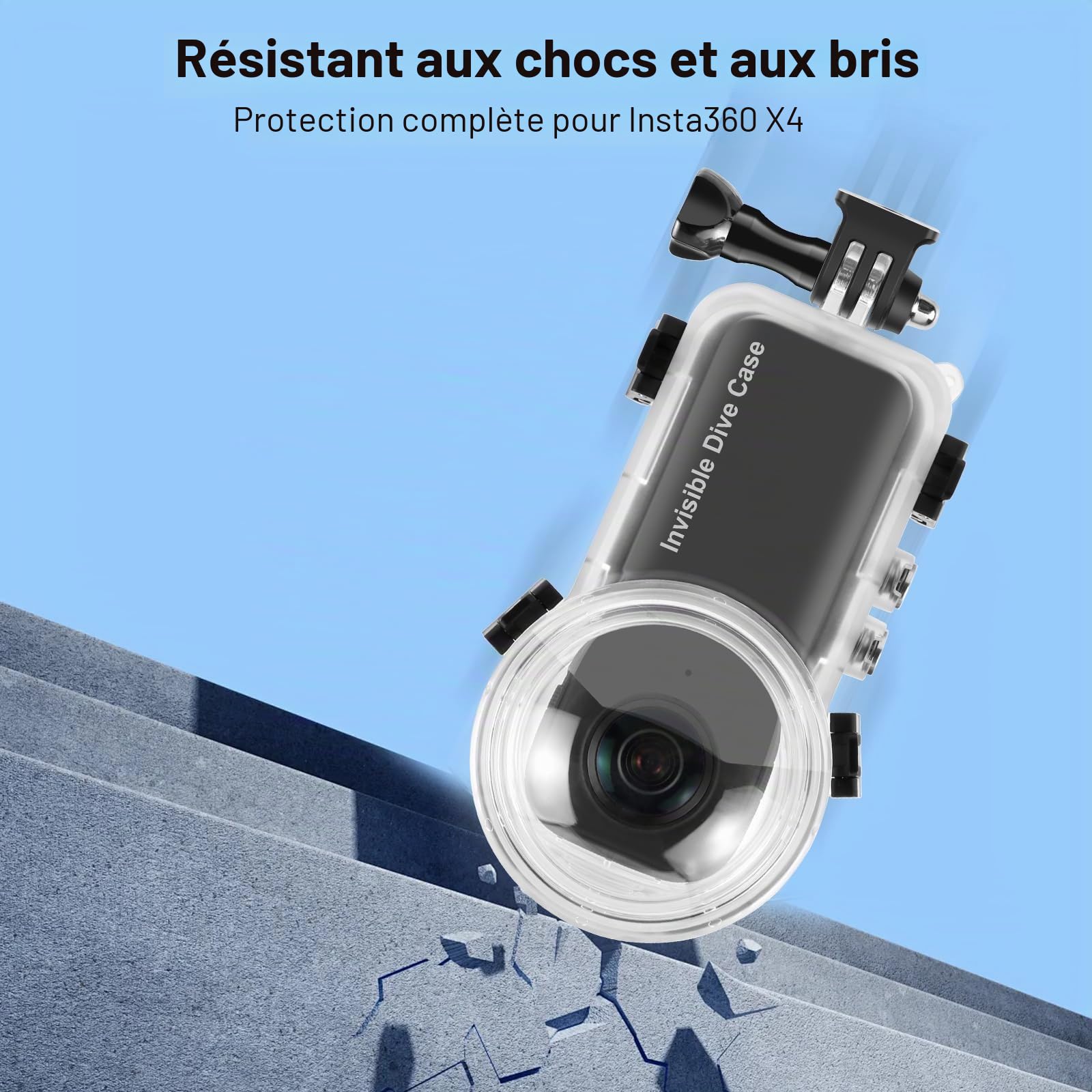 PULUZ Étui de plongée étanche pour Insta360 X4, 50 m sous l'eau Invisible Appareil Photo pour Insta360 X4, Coque de Protection scellée pour Photographie à 360 degrés