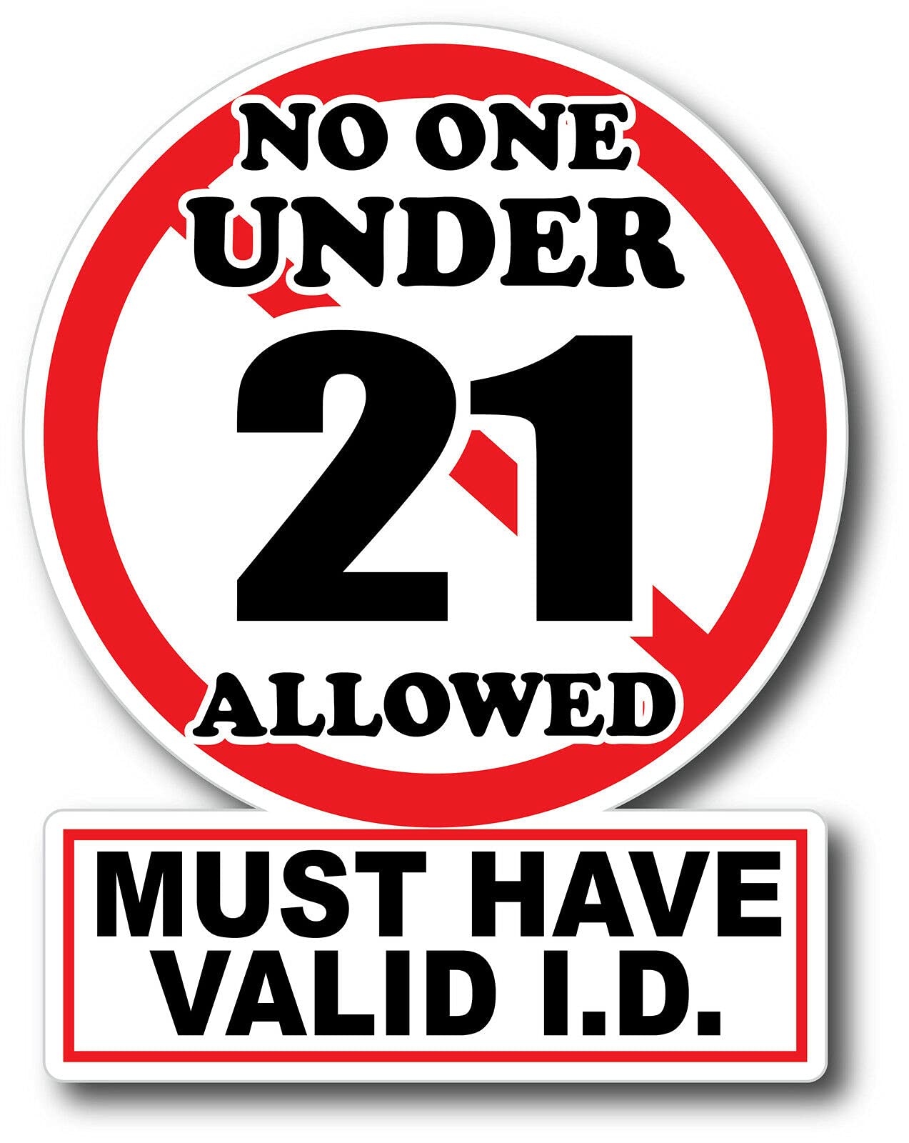 No One Under 21 Sticker Decal Glossy Decal Restaurant Bar 5 х 4 in.