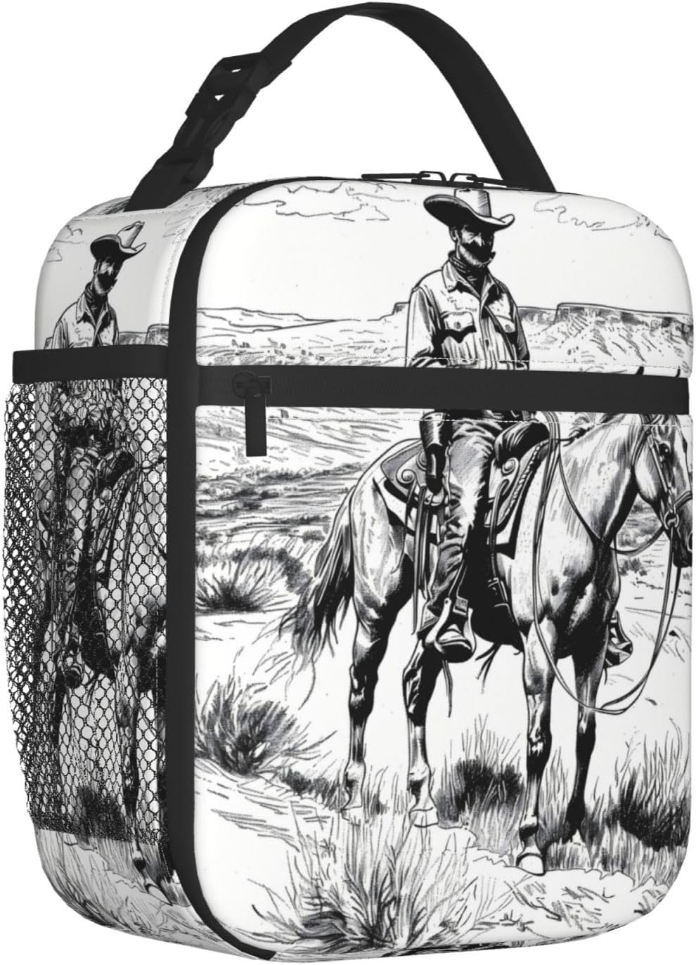 Insulated Lunch Box for Women Men, Cowboy Theme Lunch Box Reusable Portable Lunch Bag Cooler Tote Waterproof Lunch Container for Office Picnic Work Travel Hiking - Image 2