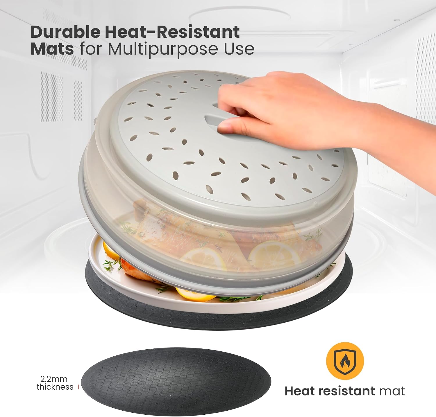 Silicone Microwave Mats and Utensils Set – Includes 2 Heat-Resistant Silicone Mats, Microwave Splatter Cover for Food, and BPA-Free Silicone Spatulas for Cooking Heat Resistant, Ideal for Serving