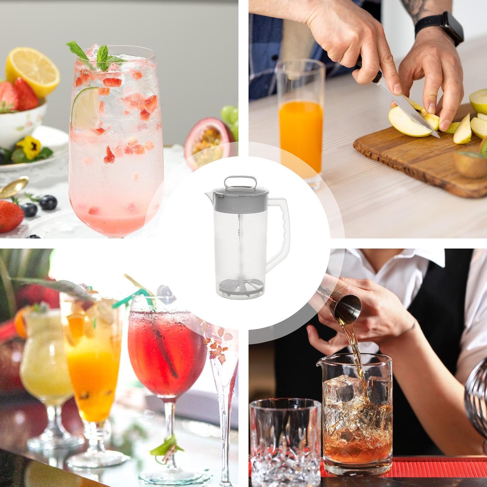 Miscelazione Del Lanciatore Per Bevande | D'acqua In Plastica Da 2000 Ml Con Coperchio | Contenitore Di Succo Di Facile Miscela | Lo Stantuffo Del Mixer Regolabile Per Il Succo Di Miscela, Il L