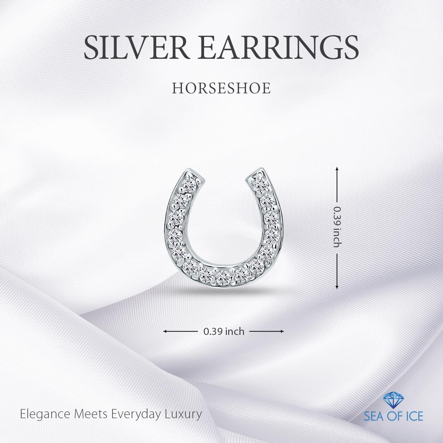 Sea of Ice Sterling Silver CZ Cubic Zirconia Dainty Evil Eye, Infinity, Hamsa Hand of God, Horseshoe, Moon Minimalist Stud Earrings for Women - Elegant Sterling Silver Earrings for Women – Nickel-Free