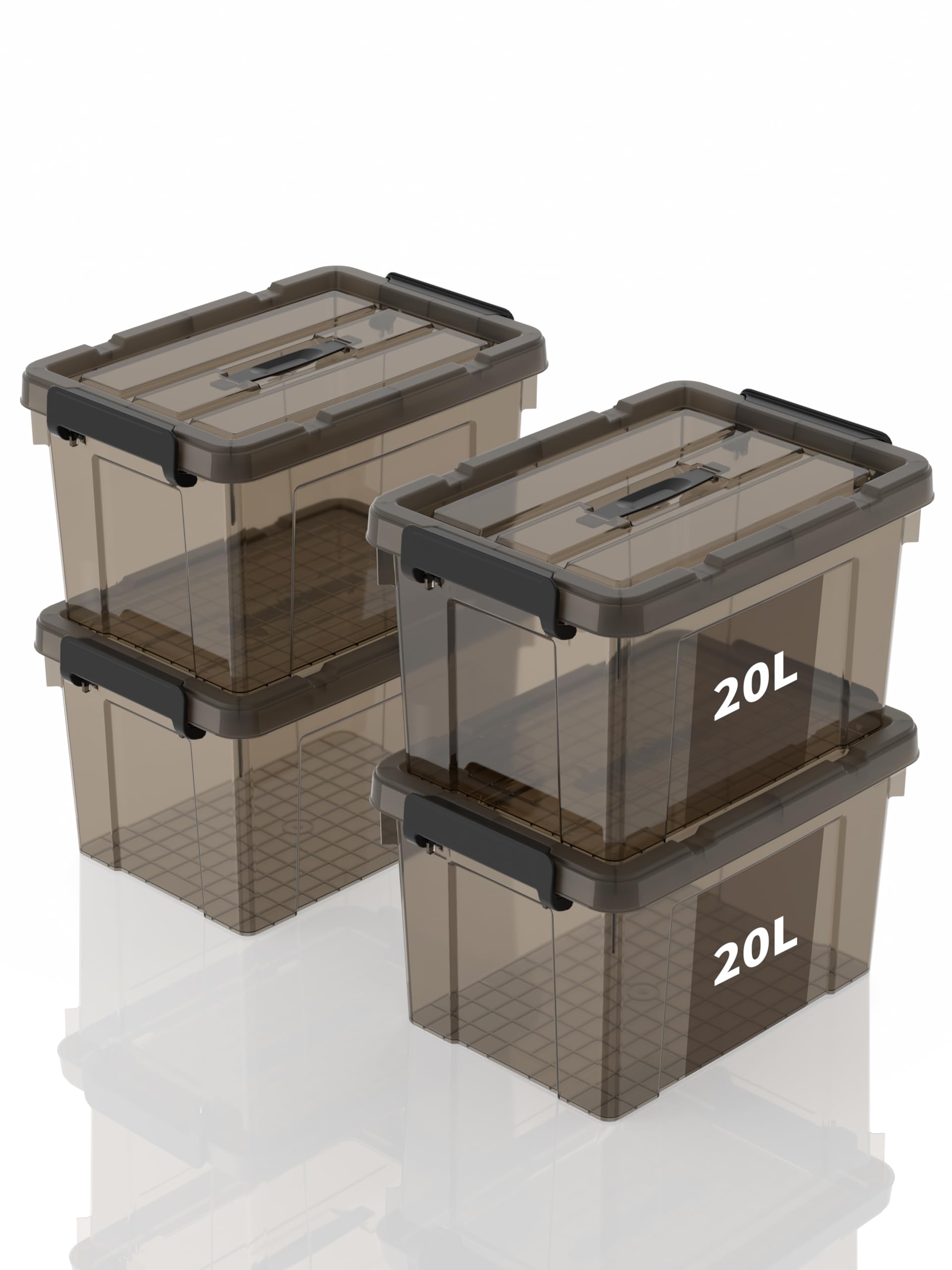 Boîtes de rangement empilables et bacs transparents 20L portables pour le bureau
