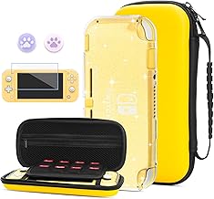 Protective Case for Nintendo Switch Lite, Yellow Hard Shell Portable Travel Carrying Case Pouch for Nintendo Switch Console & Accessories, Storage Bag with 8 Game Card Slots for Girls Boys.