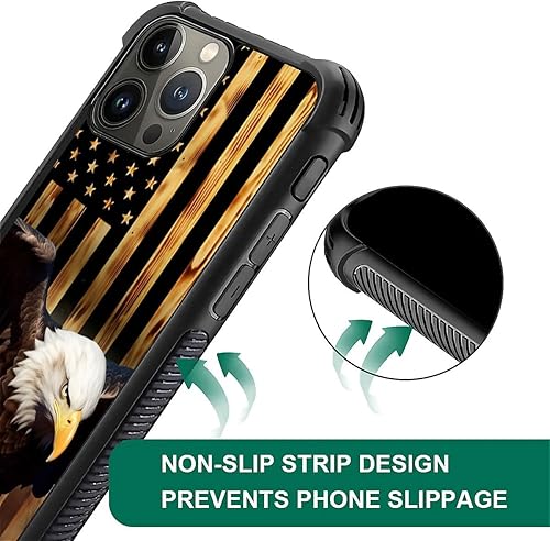 Vista 581 de Funda compatible con iPhone 13 Pro, diseño de patrón para iPhone 13 Pro, fundas para mujeres y niñas, Betsy Ross 13 estrellas de madera con bandera