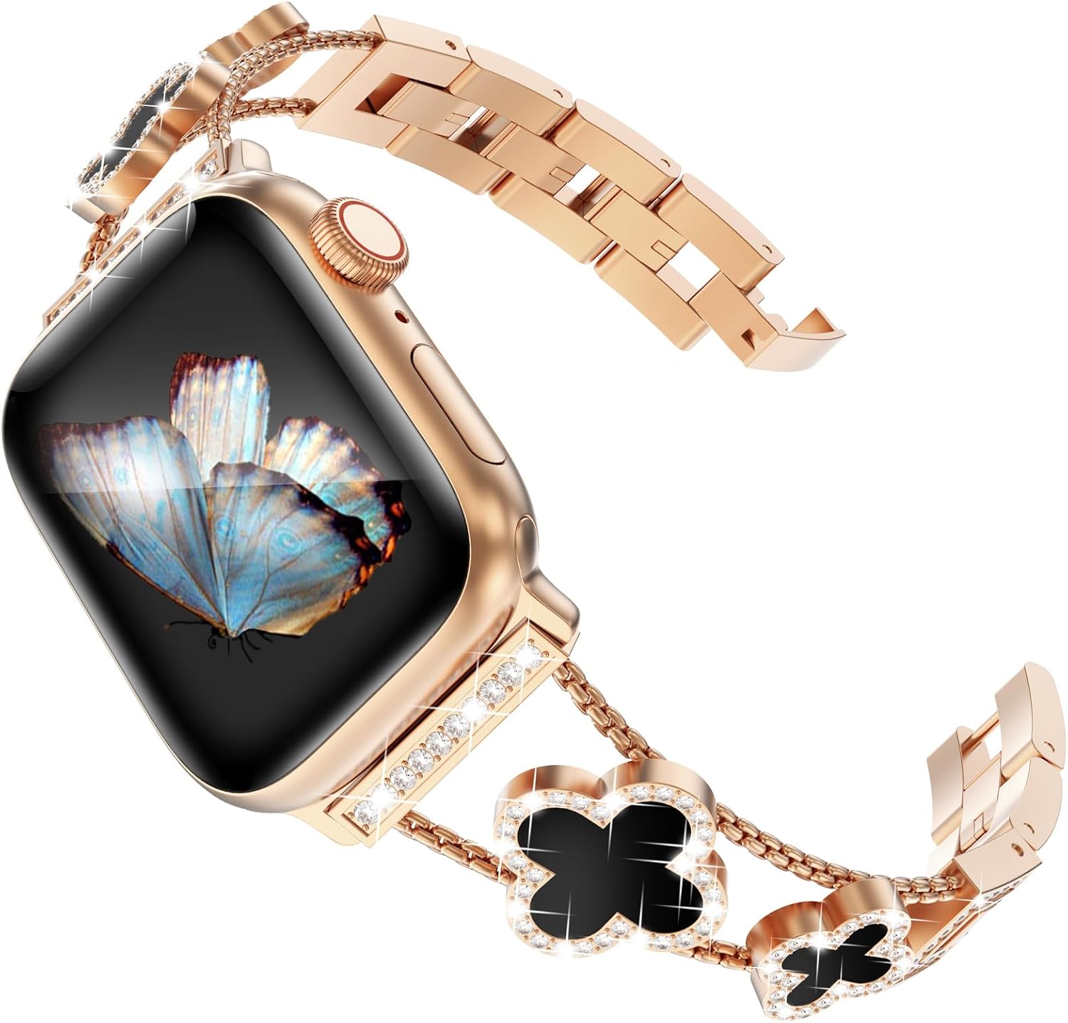 WINGLE Bling Band for Apple Watch Bands Women Series 11 10 SE 3/2/1 40mm 41mm 38mm 42mm 44mm 45mm 46mm Series 9 8 7 6 5 4 3 2 1, Sparkle Diamond Bracelet Cute Lucky 4 Leaf Clover Dressy iWatch Band - Image 9