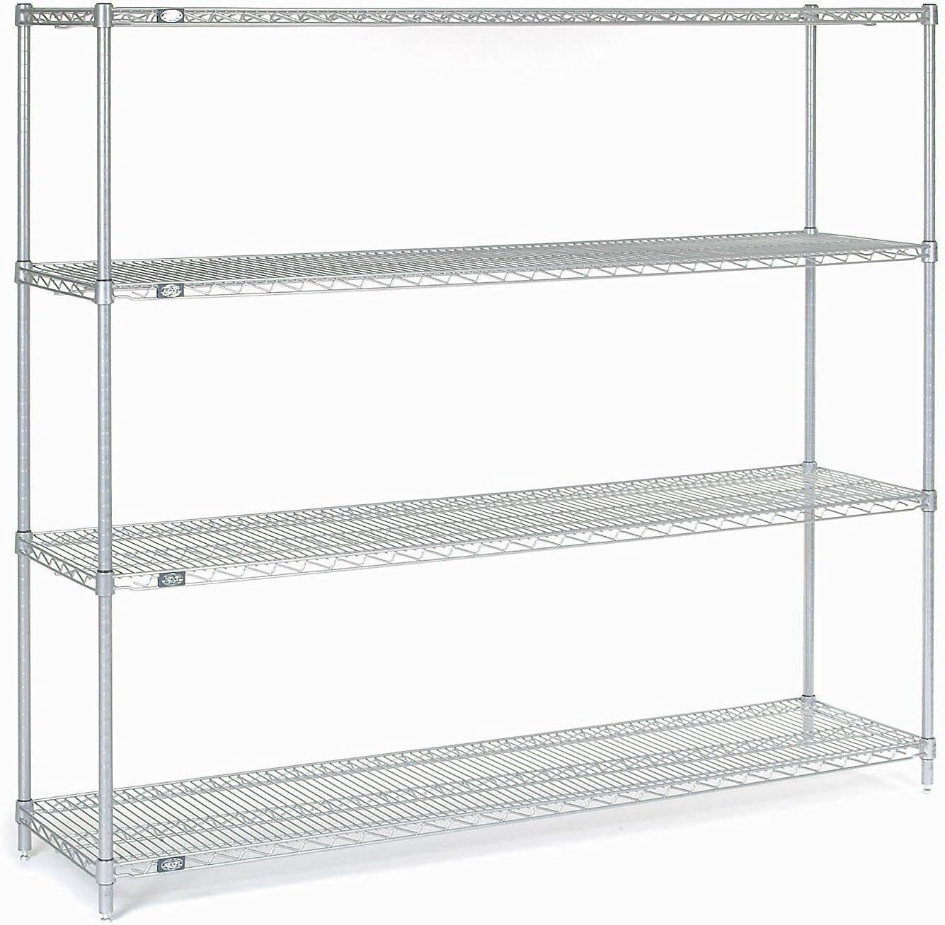 Nexel Stainless Steel Wire Shelving, 72" W x 18" D x 63" H
