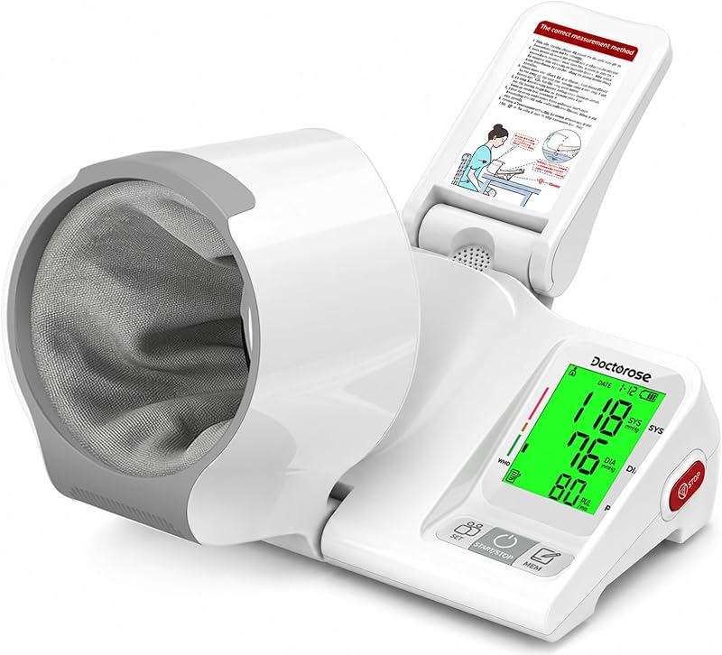 Upper Arm Blood Pressure Monitor, One-Touch Automatic Monitor | No-Wrap Blood Pressure Monitors for Home Use Auto-Fits Standard & Large Arms 7.1"-16.5", 3-Color Display,2 Users/198 Memory