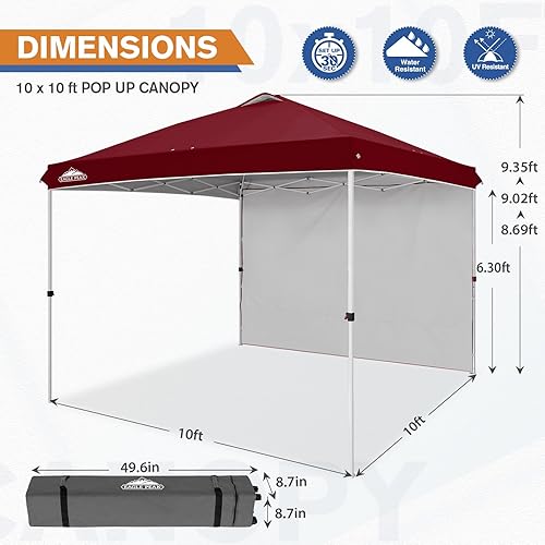 Miniatura 3 de EAGLE PEAK Tienda de campaña desplegable con 1 pared lateral, tienda de campaña para eventos de fácil instalación, sombra para exteriores, bolsa de