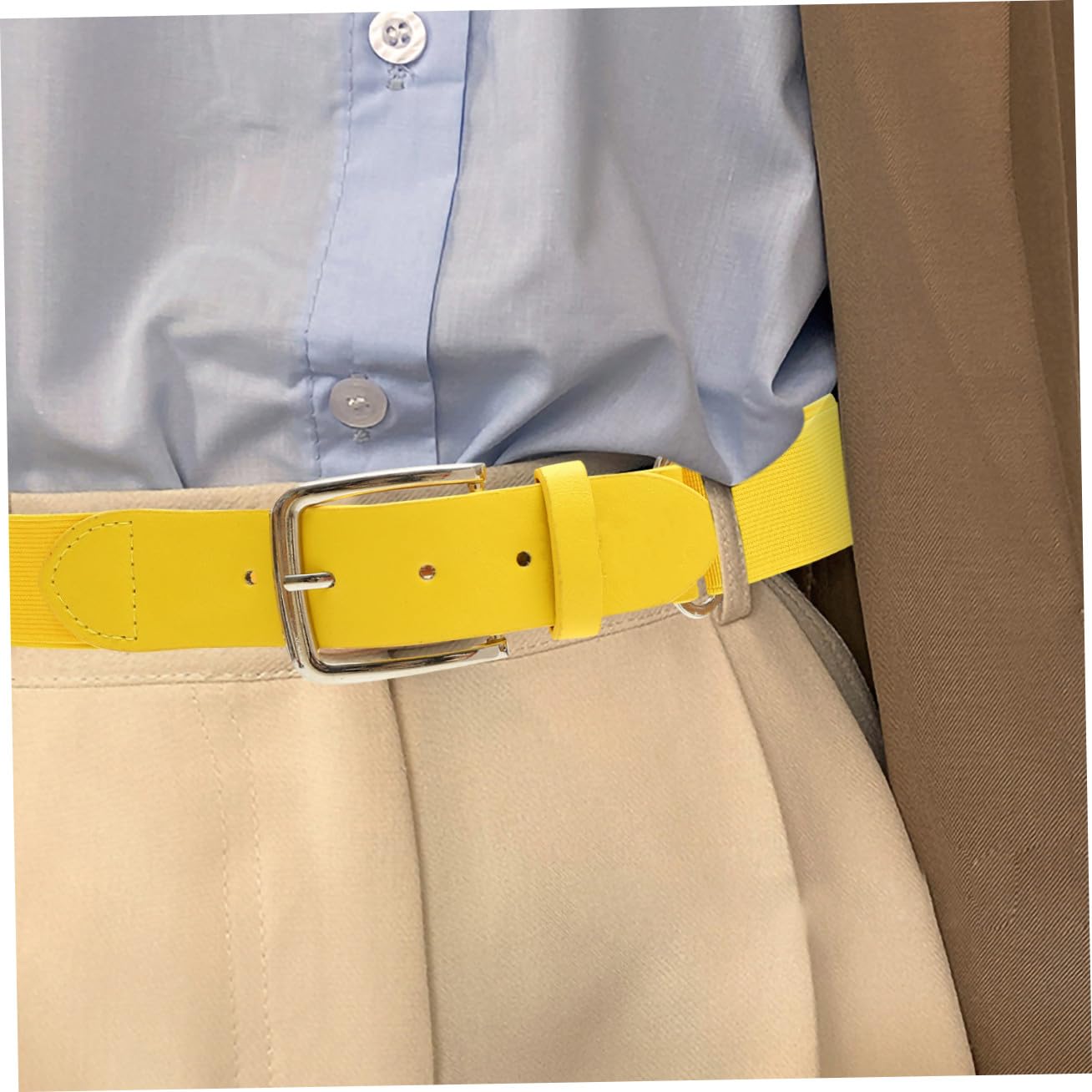 Abaodam Elastischer Baseballhosengürtel aus Kunstleder Gelb mit Rostfreiem Metallring für Herren und Damen Beim Training Zufällige Farbe